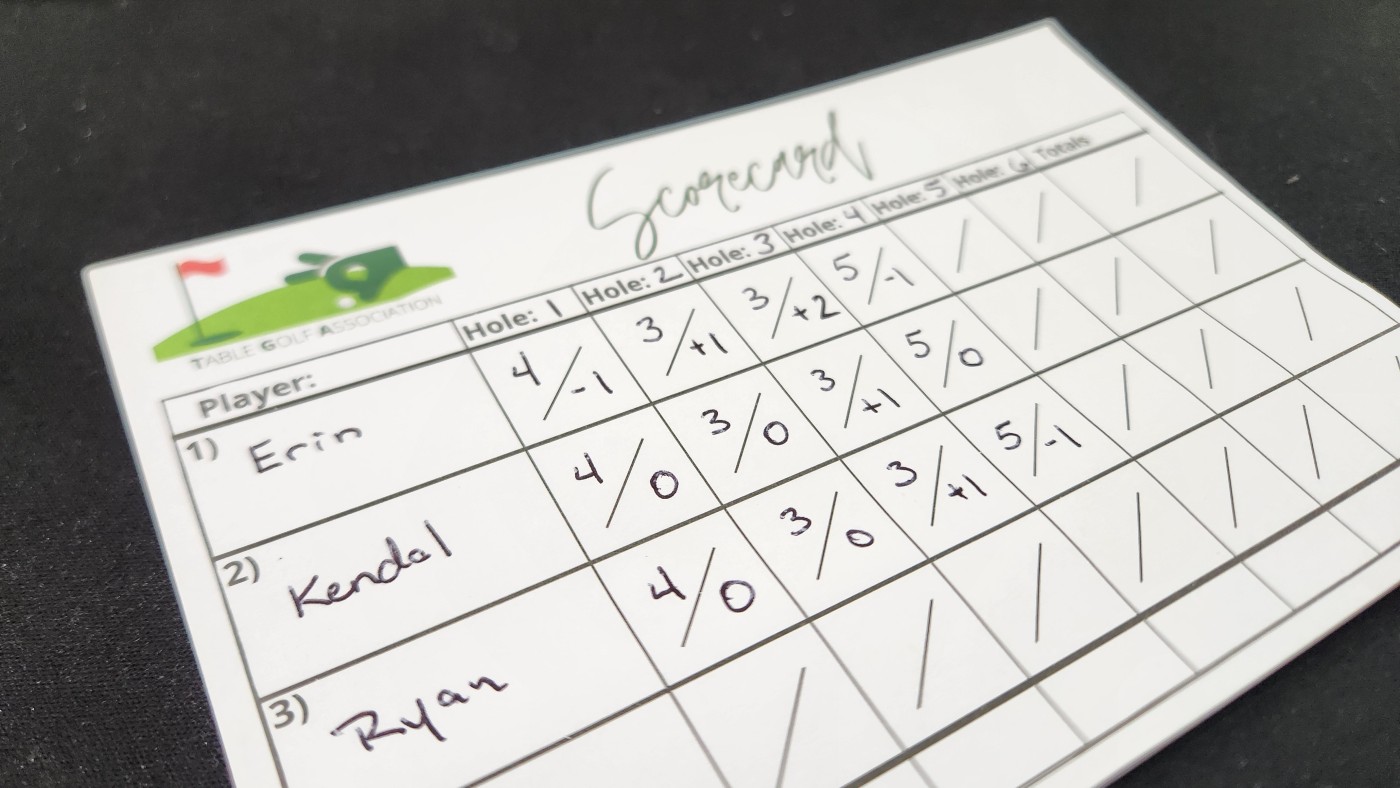 Table Golf Association scorecard