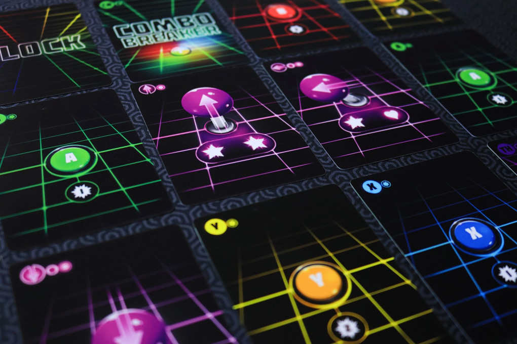 Neon Reign button and joystick cards