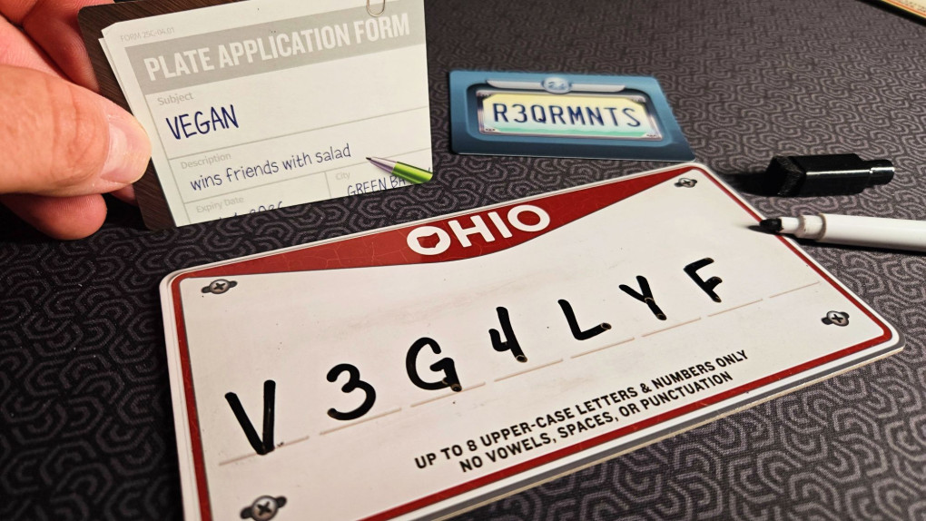 Vanity Plates - owner card and clue